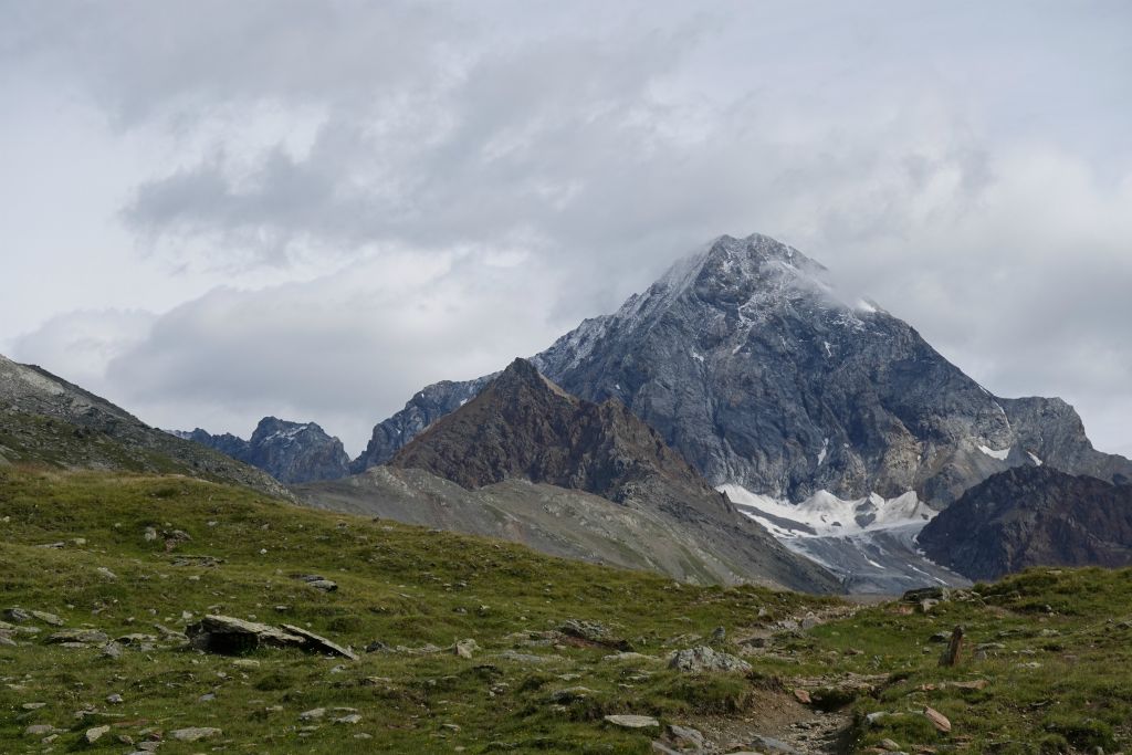 Depuis le val Cedec, vue sur le Zebrù (3740 m) et le Gran Zebrù (3851)
